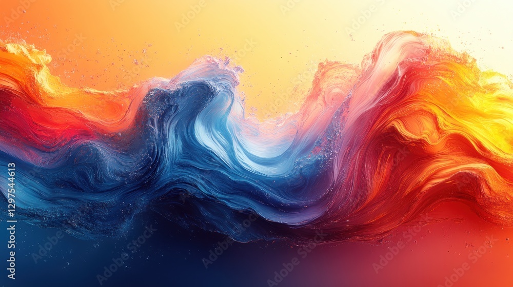 Poster vibrant abstract blue and orange gradient background with artistic texture and soft light diffusion