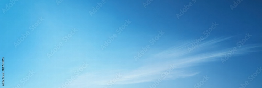 Poster clear blue sky with soft white clouds reflecting afternoon sunlight over a serene landscape during t
