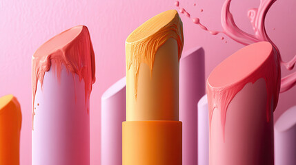 Surreal beauty concept with melting lipstick effect
