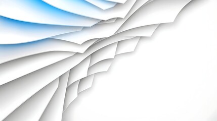 Abstract White and Blue Layered Paper Design Modern Geometric Background Texture