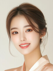 Fototapeta premium 결점 없는 피부를 가진 젊은 여성의 클로즈업 뷰티 초상화 