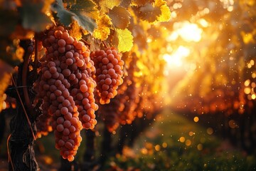 Sunny Vineyard Grape Harvest in Italian Countryside Amidst Alps