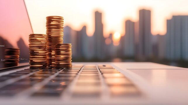 Investment growth strategy urban cityscape financial focus business environment close-up perspective wealth management insights