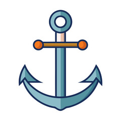 Stylized Ship Anchor Vector Illustration, A modern, stylized vector illustration of a ship anchor with bold colors and clean, geometric lines.
