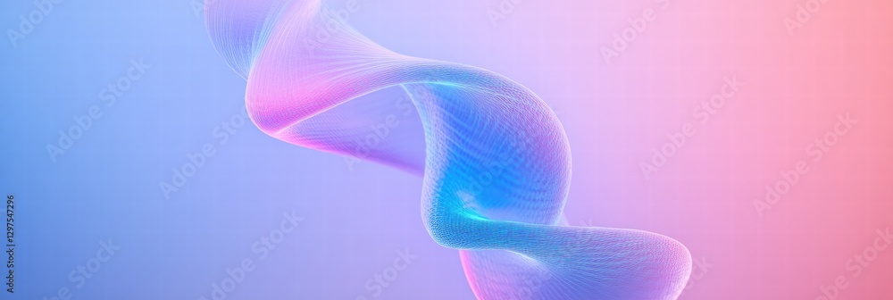 Poster glowing dna helix twisting elegantly in a futuristic environment with soft pastel colors. generative