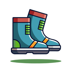 Protective Work Boots Vector Illustration, A vector illustration of protective work boots with a sturdy design, perfect for construction, labor, and safety-related themes.
