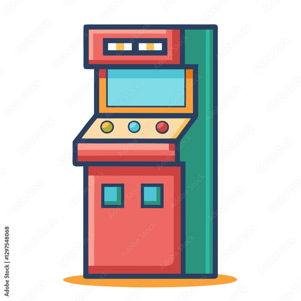 Poster colorful arcade machine vector illustration, a vector illustration of a colorful arcade machine with