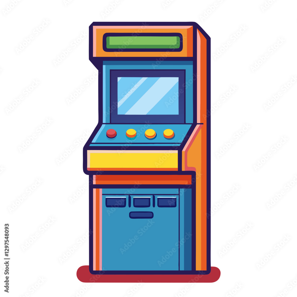 Poster colorful arcade machine vector illustration, a vector illustration of a colorful arcade machine with