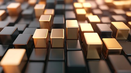 Obraz premium Dynamic 3d cube arrangement digital space abstract visualization modern environment aerial view digital art