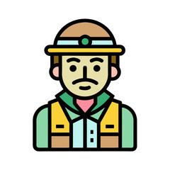 Construction Worker Vector Illustration with Helmet, A vector illustration of a construction worker wearing a helmet and safety vest, perfect for construction and labor-related visuals.
