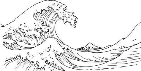 wave kanagawa black and white