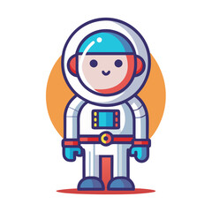 Cute astronaut in spacesuit vector illustration, Vector illustration of a cute astronaut in a spacesuit, representing space exploration, adventure, and space technology.

