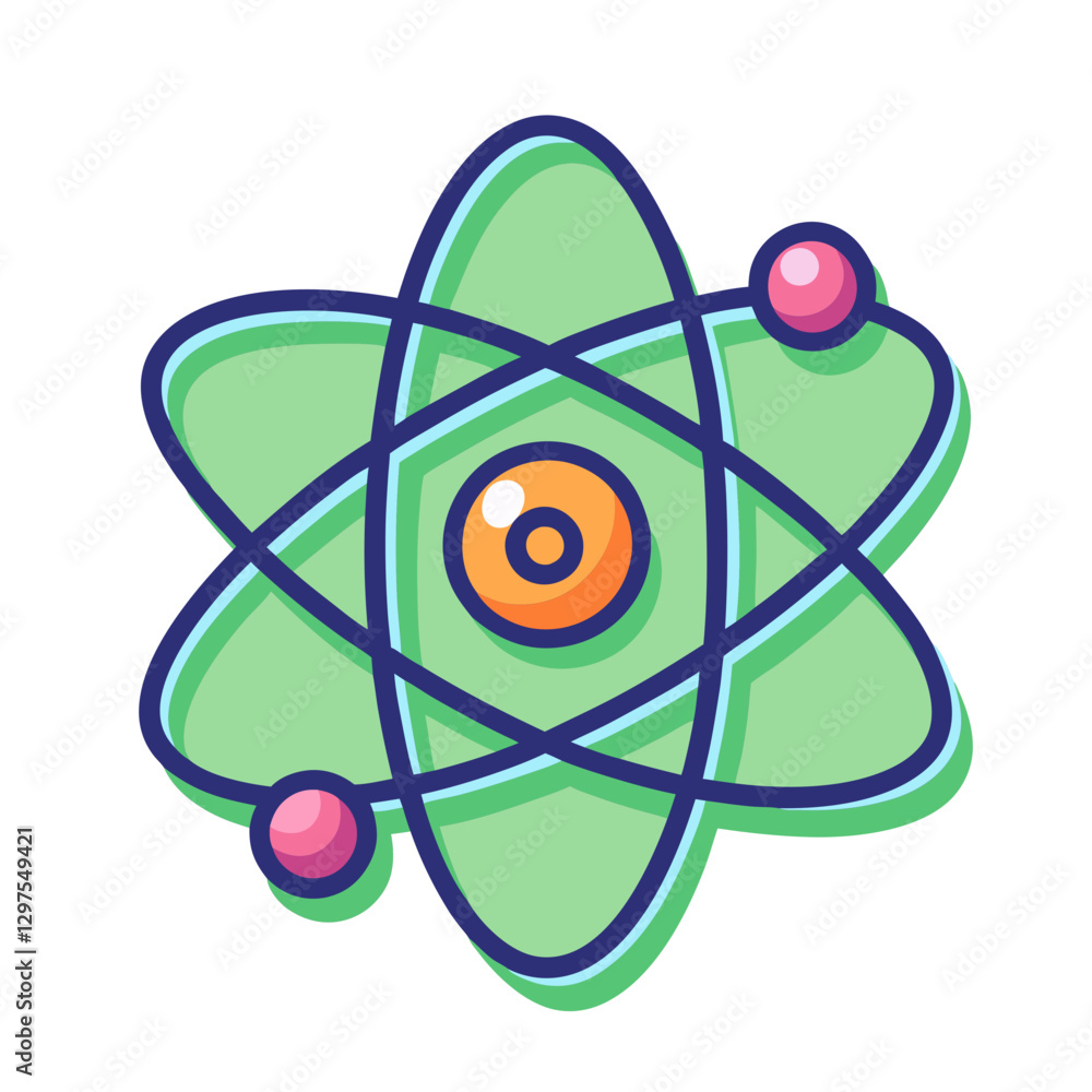 Poster atomic structure vector illustration, vector illustration of an atomic structure with a central nucl