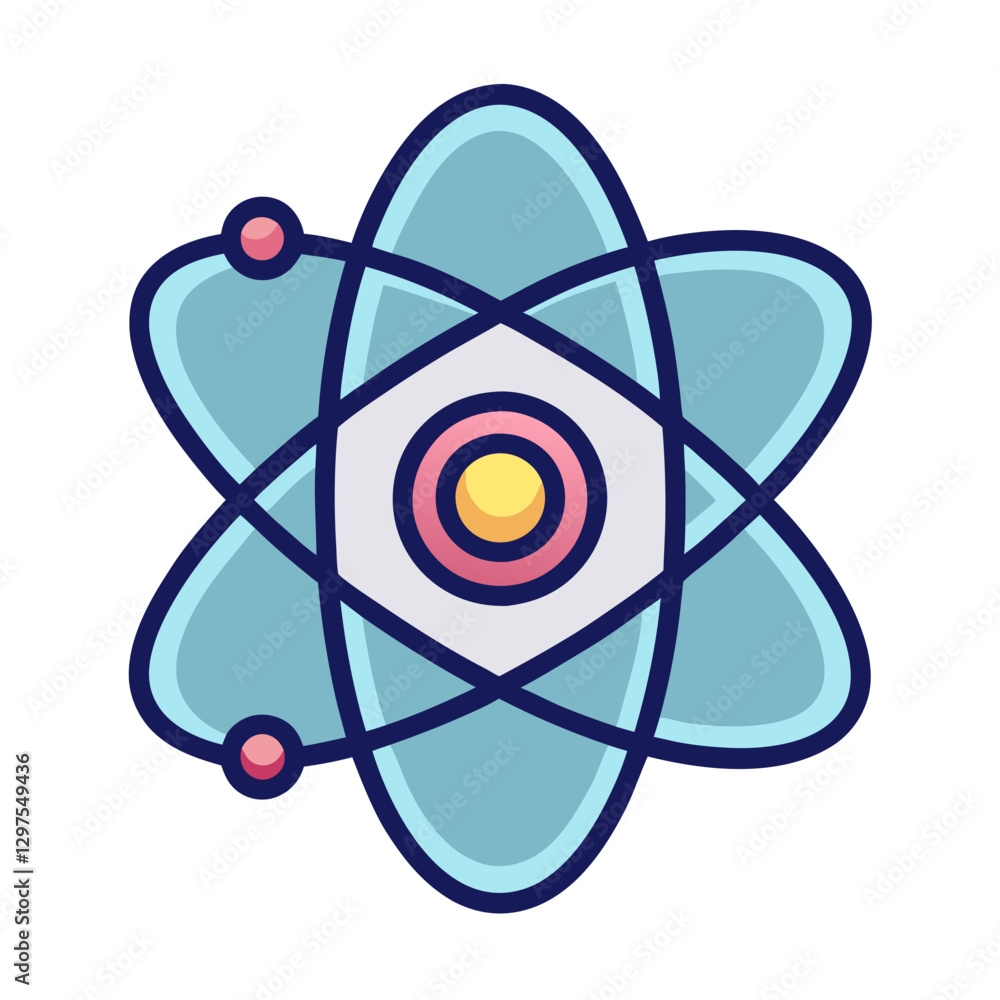 Aufkleber atomic structure vector illustration, vector illustration of an atomic structure with a central nucl