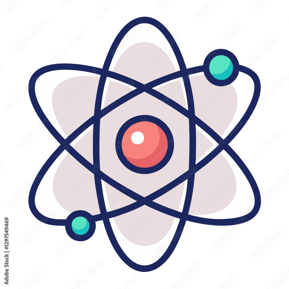 Poster atomic structure vector illustration, vector illustration of an atomic structure with a central nucl