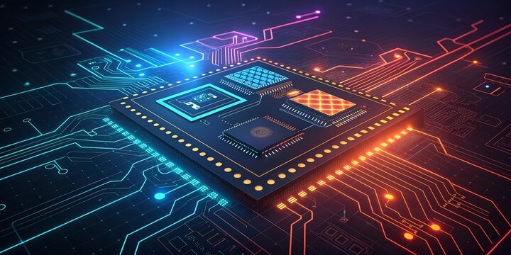 Abstract Circuit Board Futuristic Technology Background Wallpaper - blue purple printed circuit board