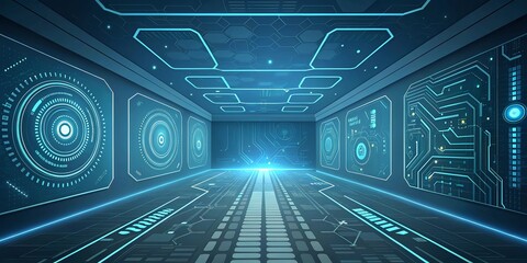 Abstract Circuit Board Futuristic Blue Technology Background Wallpaper - abstract tunnel with light