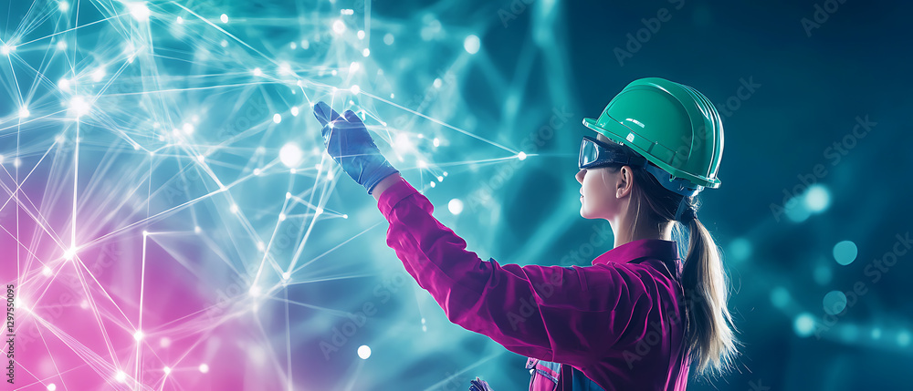Aufkleber innovative technology integration in engineering high-tech laboratory digital visualization futurist