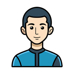 Male Character Avatar Vector Illustration, A vector illustration of a young male character with short hair wearing a blue shirt, suitable for digital designs.
