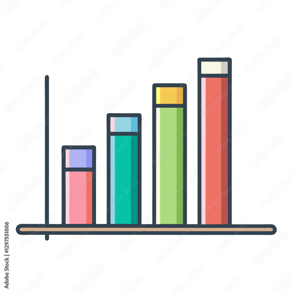 Aufkleber vector illustration of a colorful bar chart, a vector graphic of a colorful bar chart, representing 