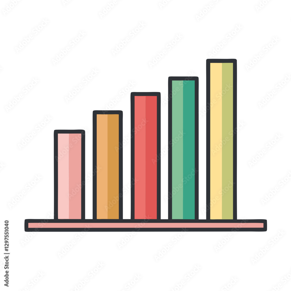Poster vector illustration of a colorful bar graph, a vector graphic of a colorful bar graph, showcasing tr