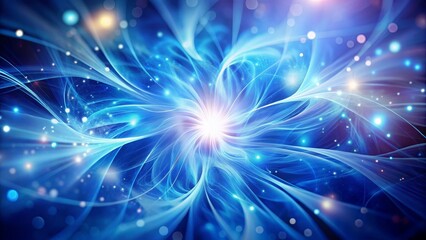 Fototapeta premium Abstract Blue Energy Burst A Celestial Light Show of Swirling Plasma and Glowing Particles