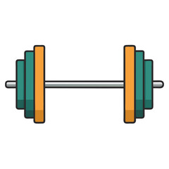 Vector illustration of a dumbbell weight, A vector graphic of a dumbbell with teal and orange weights, ideal for fitness or exercise themes.
