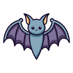 Cartoon bat vector illustration, A cute and colorful vector illustration of a cartoon bat, ideal for Halloween, animals, or spooky themes.
