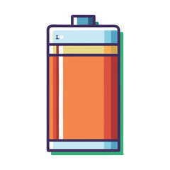 Battery Icon with Orange and Blue Sections, A bright battery icon with orange and blue sections, symbolizing power levels and energy storage.
