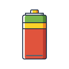 Colorful Battery with Red, Yellow, and Green Sections, A vibrant battery illustration with red, yellow, and green sections, symbolizing different charge levels or power states.
