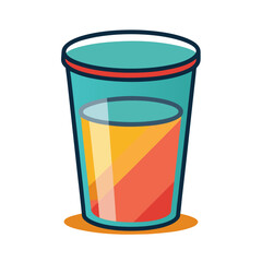 Layered Liquid in Colorful Glass, A glass container with layered liquid, featuring an orange and yellow combination, symbolizing fluid separation.
