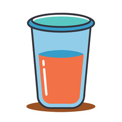 Glass with Orange Liquid, A glass container filled with orange liquid, representing a drink or chemical solution in a colorful design.
