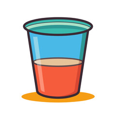 Layered Liquid in Glass Container, A glass container filled with two distinct layers of liquid, featuring a turquoise top and red bottom.
