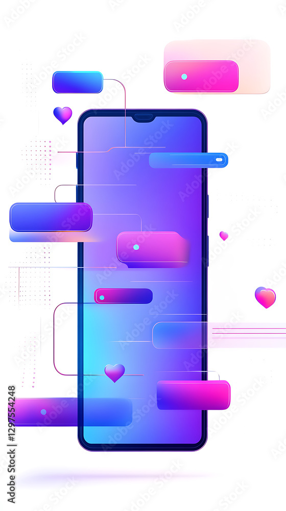 Poster digital communication action smartphone concept graphic art environment colorful viewpoint modern de