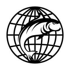 Fish Globe Vector Logo Design Template