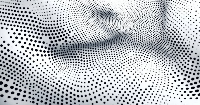 Abstract halftone wave pattern in a tunnel, digital art background