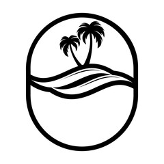 Beach Vector Logo Design Template
