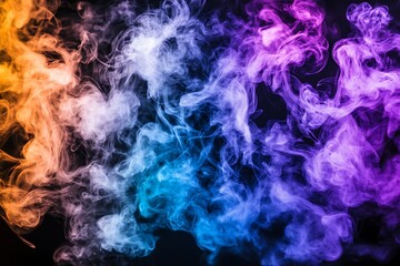 Obraz premium Colorful smoke swirls on black background. Wallpaper