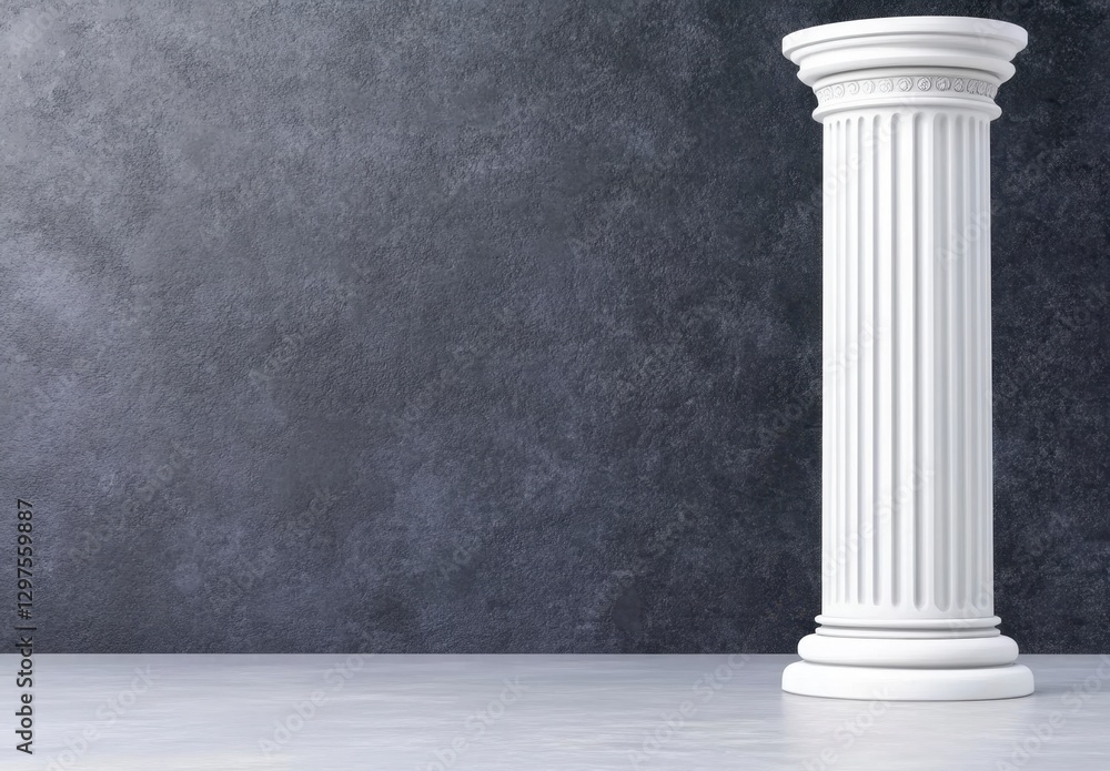 Aufkleber single white classical column against a dark gray textured background. the column is fluted and sits