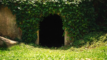 Mysterious Hidden Entrance Concealed by Lush Ivy