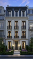 Fototapeta premium Elegant city townhouse evening