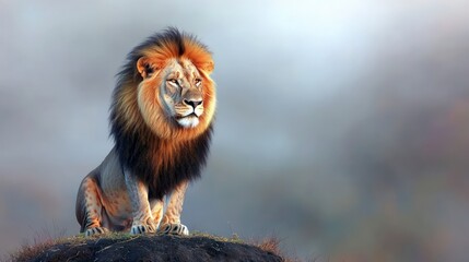Fototapeta premium Majestic Male Lion on African Savanna Wildlife Photography