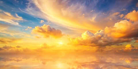 Obraz premium Beautiful Sunset Reflected in Calm Waters with Cloudy Sky