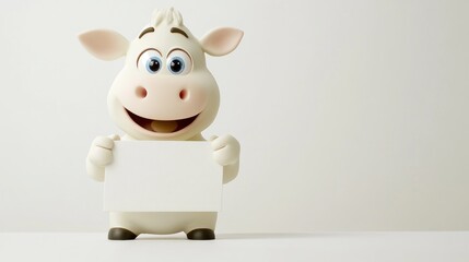 Cartoon of cup and cow milk which has cute composition brings empty board and attracts children to drink milk.