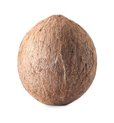 One whole coconut in shell isolated on white