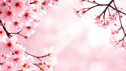 Obraz premium Bright Spring Sakura Blossom with Sunlight – Background Illustration
