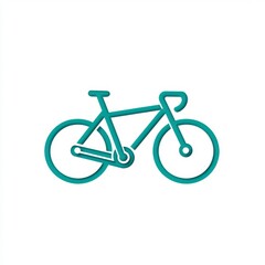 Fototapeta premium Teal bicycle illustration on white background, simple line art style, two wheels, minimal design, no people