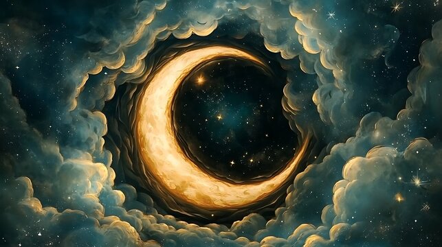 Celestial event moonlit night sky digital art tranquil environment dreamy viewpoint mystical concept
