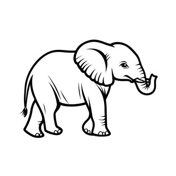 Simple and elegant outline drawing of an elephant perfect for art and design projects