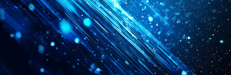Futuristic Blue Light Streaks with Bokeh Particles, Abstract Digital Background